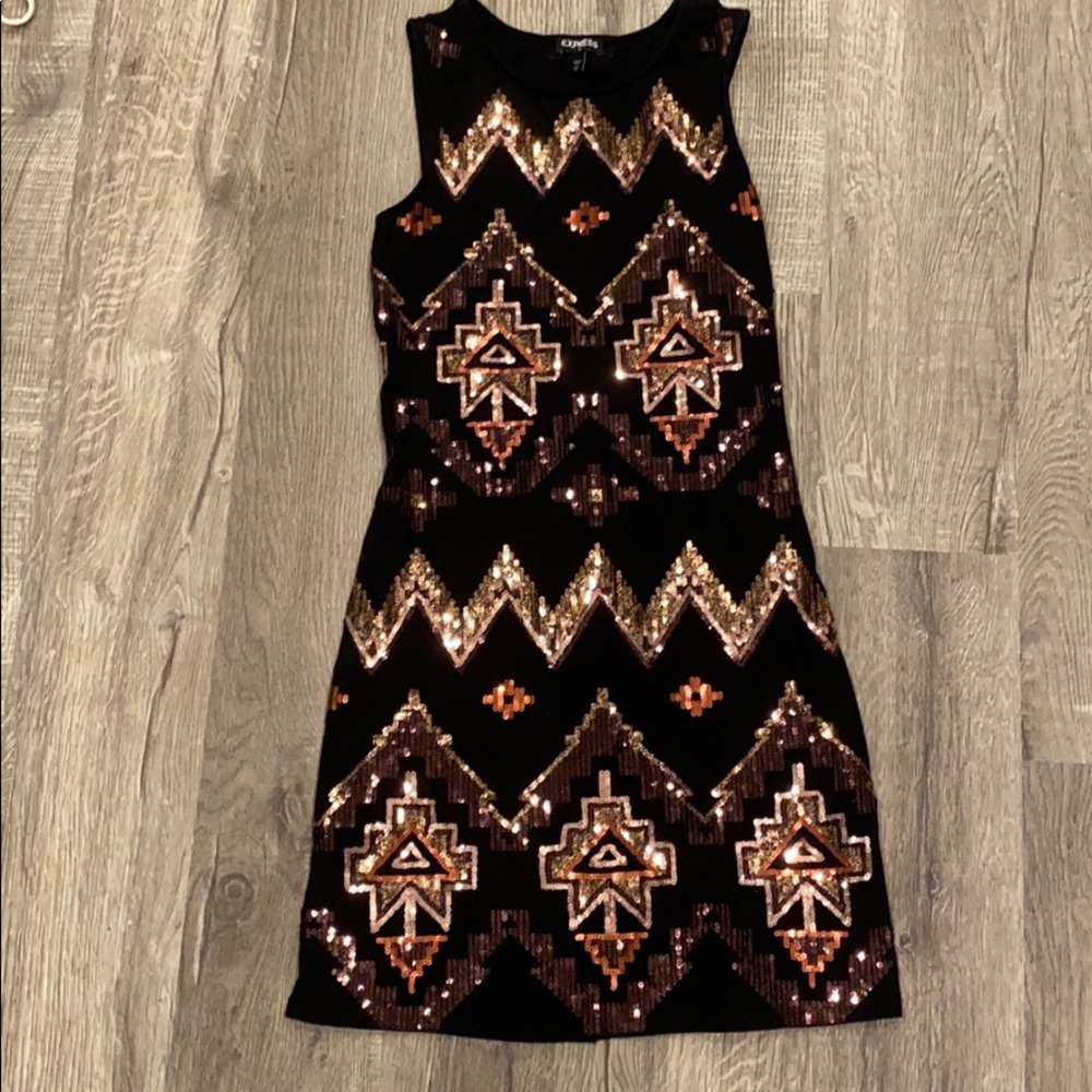 Black Sequined Mini Dress From Express